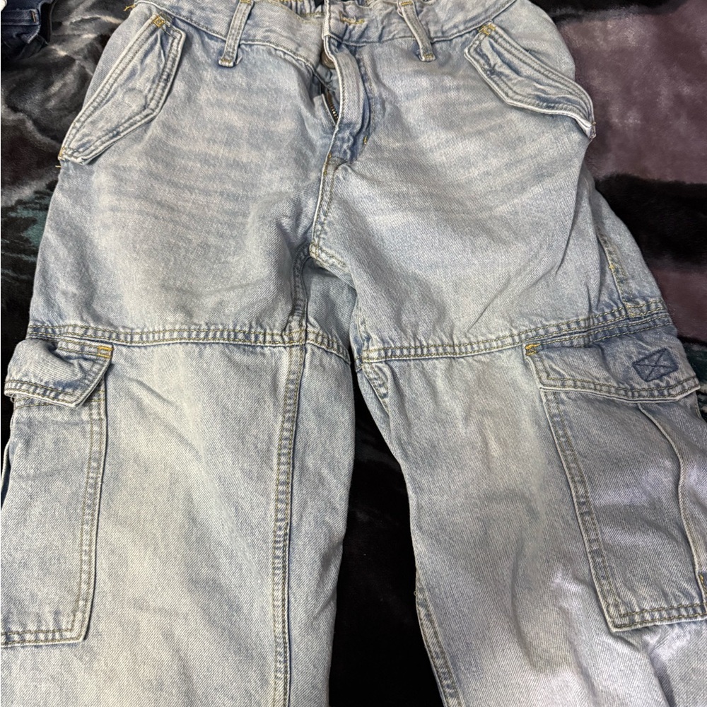 Women's Light Blue Cargo Jeans